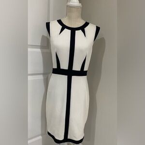 Guess by Marciano Black and White Knee-Length Sheath Dress